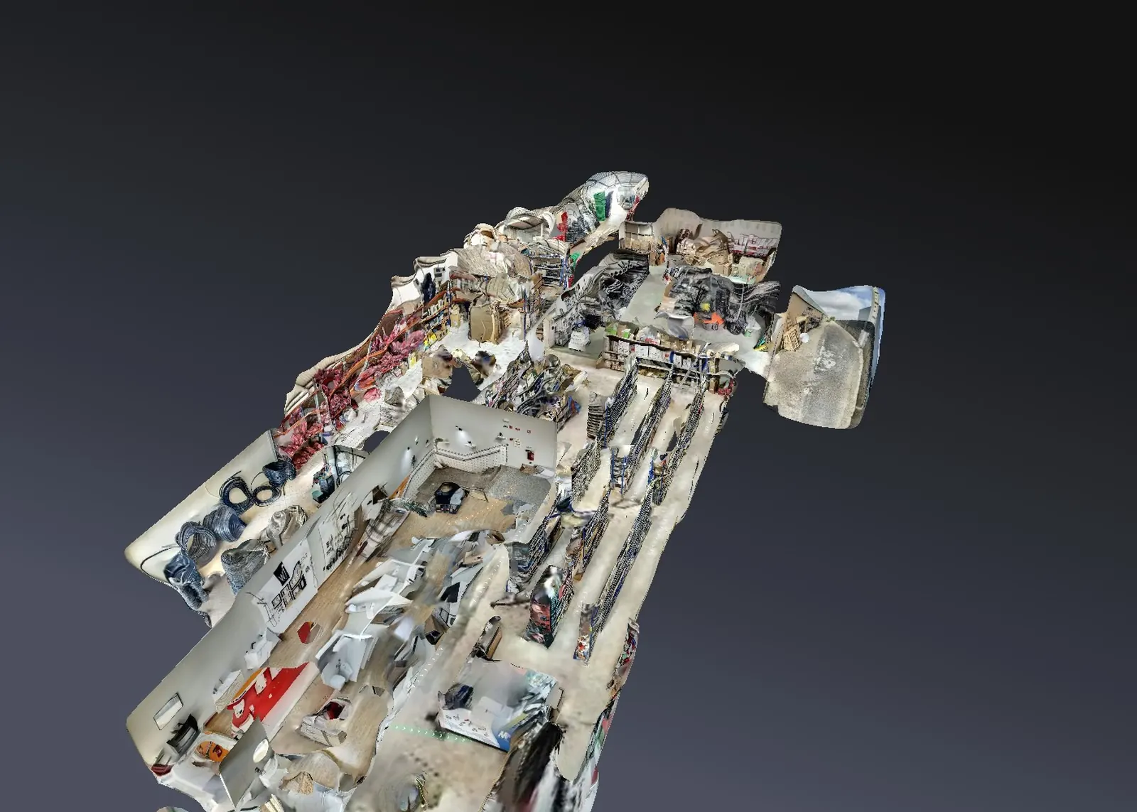 Maqueta 3D da loja Palpite Completo, gerada a partir da visita virtual